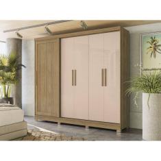 Roupeiro Mdp 5 Portas e 4 Gavetas com Pés Nogueira/Macadamia