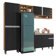 Cozinha Modulada Vanessa 230cm Paneleiro, Balcão com Tampo MDP e Aéreo - AJL Móveis