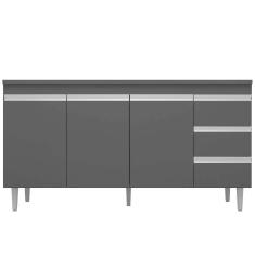 Balcão Gabinete De Pia 150cm Sem Tampo 3 Portas Preto