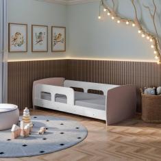 Cama Infantil Montessoriana Ninho Tamanho Mini Branco/Rosa