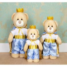 Conjunto de ursos principe 3 pçs - pelucia em pé para nichos e decoraç