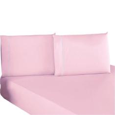 Jogo De Lençol Casal Padrão Percal 200 Fios 100% Algodão 3 Peças - Rosa