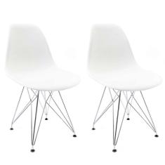Conjunto com 2 Cadeiras Eames Cromado e Branco