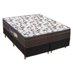 Cama Box Queen: Colchão Ortopédico Polar D28/EP Anatômico Orthoface + Base crc Rústico Black(158x198)