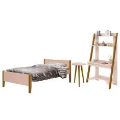 Jogo de Quarto Infantil Simba Estante Escrivaninha, Cama e Mesa de Can