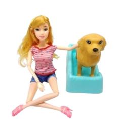 Boneca Querida Pequena Com Cachorrinho Para Criança Ideal Para Present