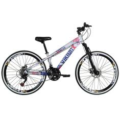 Bicicleta 26 Vikingx Tuff 21v Alumínio X25 X-25 Freeride DH Aros Vmaxx Freios Hidráulicos (óleo)-Unissex