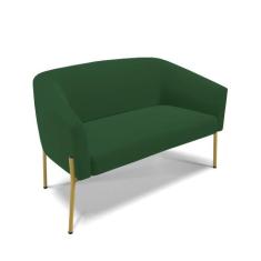 Sofá 2 Lugares Namoradeira Pé de Ferro Dourado Stella Veludo Verde D03