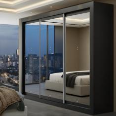 Guarda-Roupa Casal 3 Portas com Espelho e 4 Gavetas 185,5cm Viena Yesc