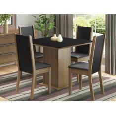 Conjunto Sala de Jantar Madesa Alana Mesa Tampo de Madeira com 4 Cadei