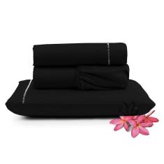 Jogo De Lençol Primor Solteiro 3 Peças Percal 400 Fios Ponto Palito - Preto