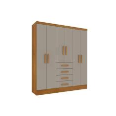 Guarda Roupa 6 Portas Arizona C- E 4 Gavetas Cinamomo-off White - Tcil Móveis