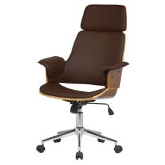 Cadeira Giratória Coimbra Rivattis Em Madeira Poliuretano Marrom Base Rodizio Cromado