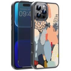 FUNMIKO Capa para iPhone 16 Pro Max com protetor de tela de privacidade, compatível com carregamento sem fio, capa fosca translúcida à prova de choque - linda capa de telefone com design floral para