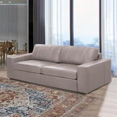 Sofá Decorativo Agatha 3 Lugares Sala de estar 235cm Pés em Madeira Couro Avelã G88 - Gran Belo