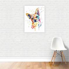 Quadro Canvas Cachorro Chihuahua Animais Tinta 50X40Cm - Plimshop, 50x