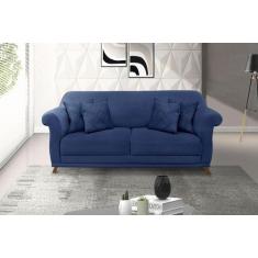 Estofado Felipe 2 Lugares 1,80m Suede - Se Liga Shop, Azul Marinho