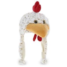 Chapéu de pelúcia DolliBu White Rooster para crianças e adolescentes - 17 cm
