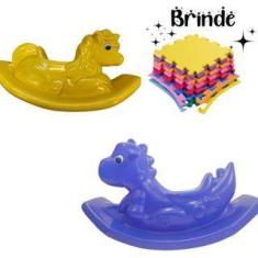 Gangorra Infantil Dino e Unicórnio  Playground Completo com 4 Tatames 
