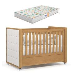 Berço Americano Tutto New Freijó com Capitonê New Boucle e Colchão Gaz