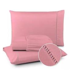 Jogo de Lençol 03 Peças 400 Fios Cama Casal Queen Micropercal Ponto Pa