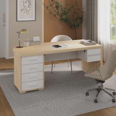 Mesa para Escritório em Tamburato com 6 Gavetas