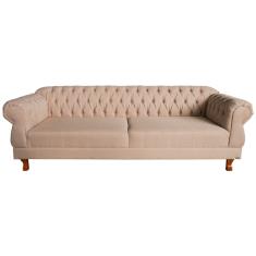 Sofá Chesterfield Capitone Elisabeth linho Bege 230CM