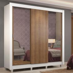 Guarda-roupa Casal Madesa 3 Portas de Correr Branco/rustic