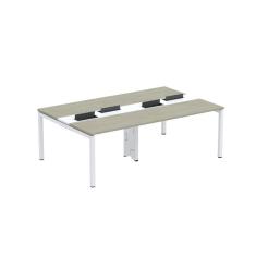 Mesa De Plataforma Dupla Para 4 Pessoas Corporativa 110x140-4p Nogueira Casblanca-branco