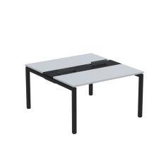 Mesa Plataforma Dupla Com Pé De Aço Para Coworking 130x140-2p Pdc13-14-2p Cinza-preto