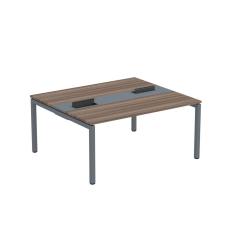 Mesa Plataforma Dupla Com Pé De Aço Para Coworking 160x140-2p Pdc16-14-2p Walnut-grafito