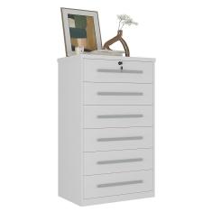 Cômoda Grande 6 Gavetas Com Fechadura 1327 Ilan Branca