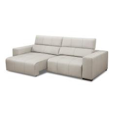 Sofá Decorativo Barbosa 5 Lugares Sala De Estar 290cm Reclinável E Retrátil Couro Off White