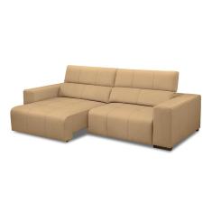 Sofá Decorativo Barbosa 3 Lugares Sala De Estar 250cm Reclinável E Retrátil Couro Nude