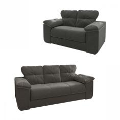 Conjunto Sofá 2 E 3 Lugares 1025 Veludo Cinza Mamflex Cinza