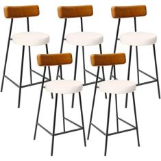 Kit 05 Banquetas Baixa Cozinha Sala Jantar Bancada Milão L02 material 