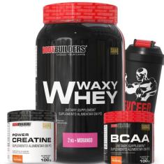 Kit Whey Protein Waxy Whey Pote 2kg + BCAA 4,5 100g + Power Creatina 1