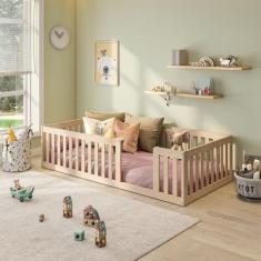 Cama Montessoriana Solteiro em Madeira Maciça com Grade Giulia Casatem