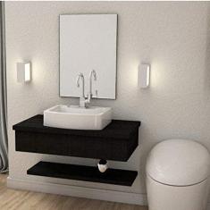 Bancada para Banheiro 80cm com Cuba Aria e Prateleira 805w Metrópole Compace Preto Onix