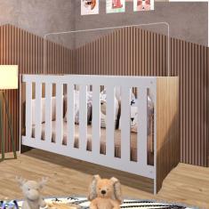 Berço Mini Cama Americano 3 Em 1 74cm x 133cm Nogal Manchester Com Branco Hayes Shop Jm