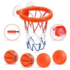 Conjunto de cesta de basquete Bath Toys para crianças pequenas com 4 bolas