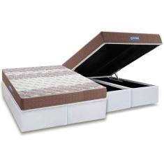 Cama Box Baú Queen: Colchão Ortopédico Probel D33 / EP Guarda Costas PróIntense Double Face + Base CRC Courano White(158x198)