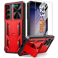 FNTCASE Capa para Samsung Galaxy S23-Plus: capa móvel de proteção à prova de choque de grau militar com suporte e capa de TPU resistente texturizada fosca | Capa protetora para celular à prova de