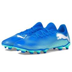 PUMA Tênis masculino Future 7 Play Firm, chuteiras artificiais de futebol, Hyperlink Blue-mint-puma branco, 39