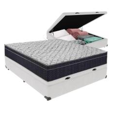 Cama + Box com Baú Viúva Colchão Ortobom D45 Firme Airtech, Branco