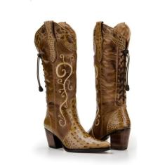 Bota Texana Feminina Country Capelli Boots Jacaré Couro, 35