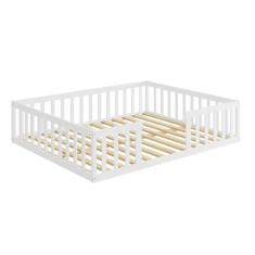 Cama Montessoriana Queen Nemargi Madeira Maciça com Grade Branco