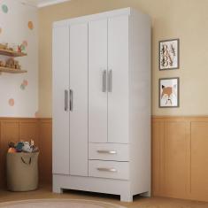 Guarda Roupa Infantil 4 Portas e 2 Gavetas Amy Espresso Móveis Branco