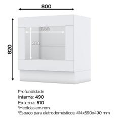 Balcão Forno de Embutir 80cm Americana com Tampo Cooktop - Móveis Henn Branco/Nature