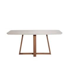Mesa de Jantar Bennett c/ Vidro Retangular 6 lugares 180 cm Natural Off White Província